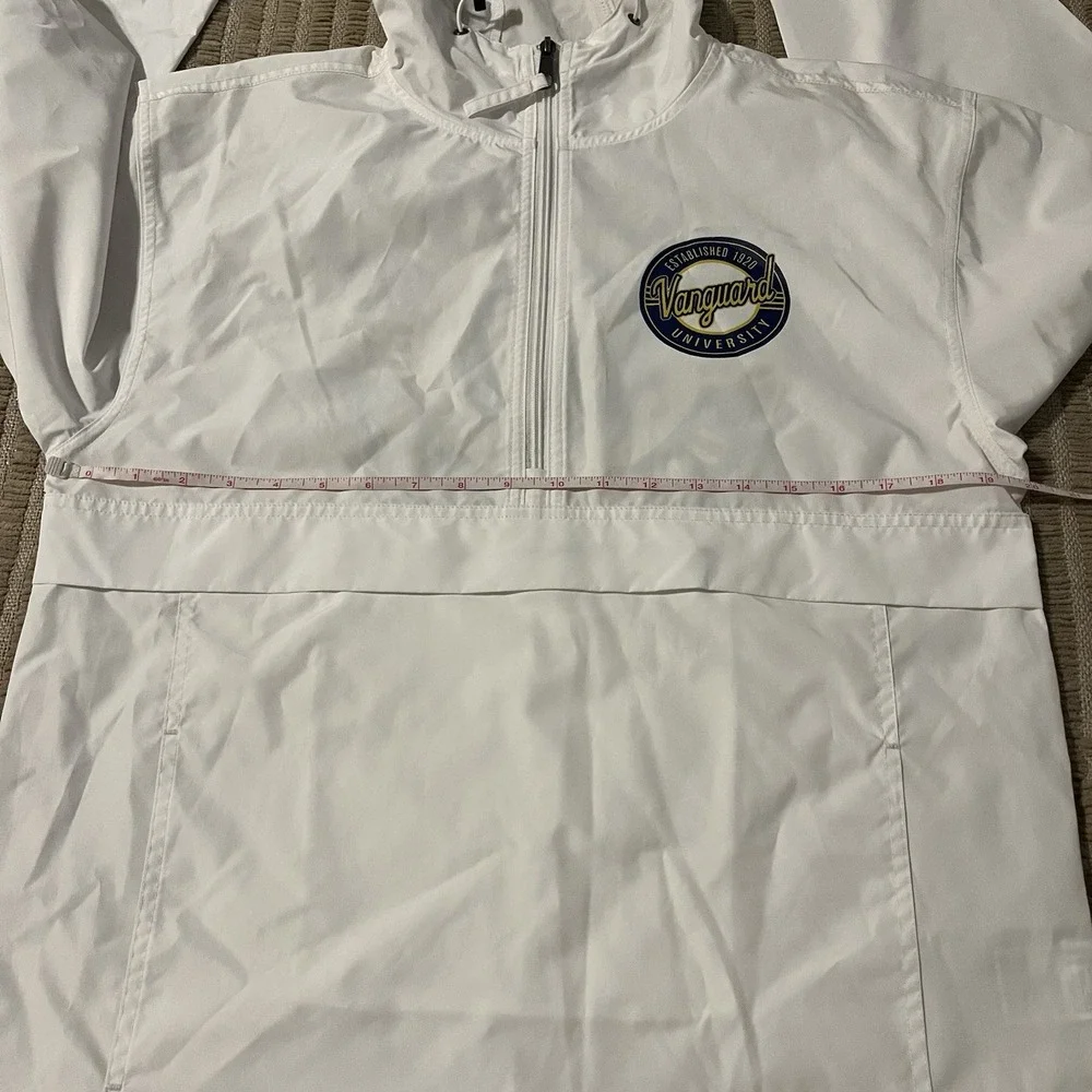 Vanguard University Men S Windbreaker Hoodie Rain Anorak‎ Coat White